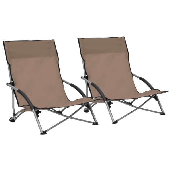 Składane krzesła plażowe, 2 szt., kolor taupe, obite tkaniną 665360