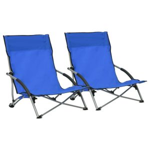 Składane krzesła plażowe, 2 szt., niebieskie, obite tkaniną 665340 Składane krzesła plażowe, 2 szt., niebieskie, obite tkaniną 665340