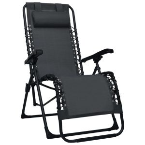 Składane krzesło tarasowe czarne textilene 944155 Składane krzesło tarasowe czarne textilene 944155