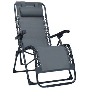 Składane krzesło tarasowe szare textilene 944140 Składane krzesło tarasowe szare textilene 944140