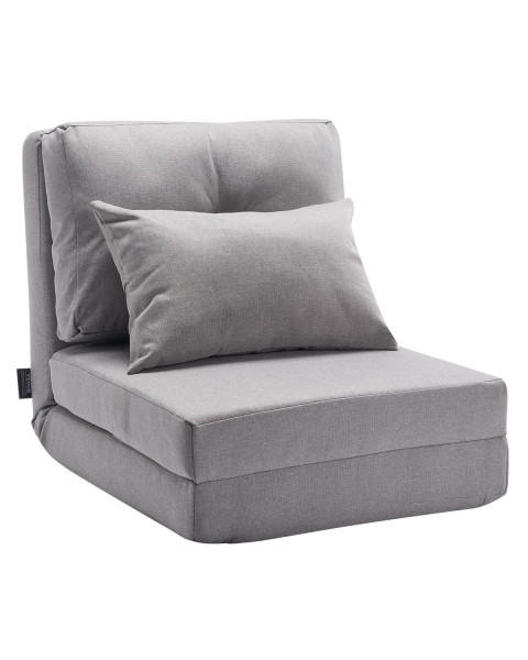 Składany fotel podłogowy regulowany 5-stopniowy sofa szara 849049