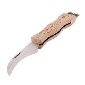 Składany nóż na grzyby stalowy brązowy 21 cm scyzoryk z pędzelkiem 948813