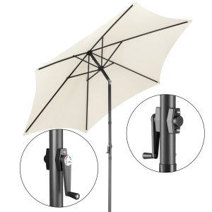 Składany parasol ogrodowy balkonowy regulowany 300 cm beżowy 50UV 959932 Składany parasol ogrodowy balkonowy regulowany 300 cm beżowy 50UV 959932