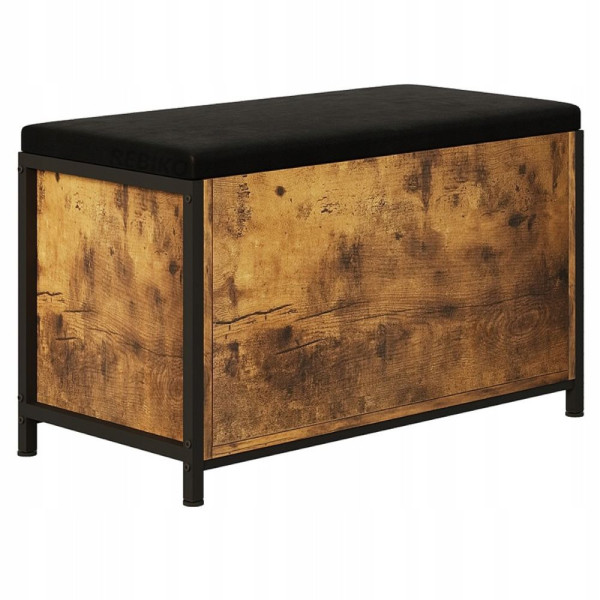Skrzynia kufer brąz do sypialni ława z siedziskiem rustykalna pojemna 80cm 984804