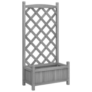 Skrzynia na rośliny Szary 55 x 29.5 x 110 cm Drewno vidaXL 563224 Skrzynia na rośliny Szary 55 x 29.5 x 110 cm Drewno vidaXL 563224
