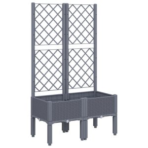 Skrzynia na rośliny Szary 80 x 40 x 142 cm vidaXL 563094 Skrzynia na rośliny Szary 80 x 40 x 142 cm vidaXL 563094