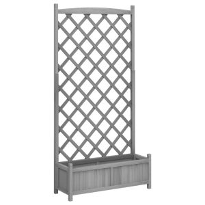 Skrzynia na rośliny Szary 90 x 35 x 180 cm Drewno vidaXL 565004 Skrzynia na rośliny Szary 90 x 35 x 180 cm Drewno vidaXL 565004