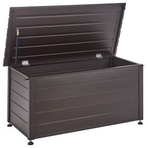Skrzynia ogrodowa aluminium 330 l ciemnobrązowa 354310
