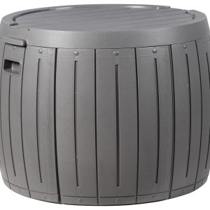Skrzynia ogrodowa plastikowa okrągła 56 cm szara 786079
