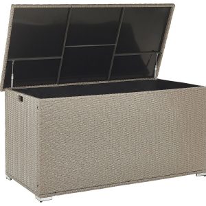 Skrzynia ogrodowa rattan beżowoszara 220616 Skrzynia ogrodowa rattan beżowoszara 220616