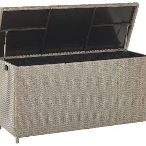 Skrzynia ogrodowa rattan beżowoszara 194973 Skrzynia ogrodowa rattan beżowoszara 194973