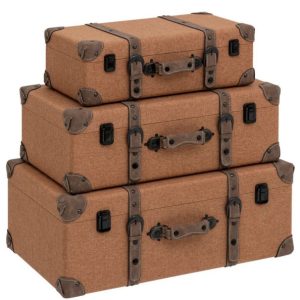 Skrzynia retro 3 szt. brązowe z zamaszem 182549 Skrzynia retro 3 szt. brązowe z zamaszem 182549