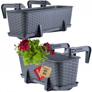 Skrzynka Doniczka Balkonowa Uchwyty Zestaw 40+60cm 108357