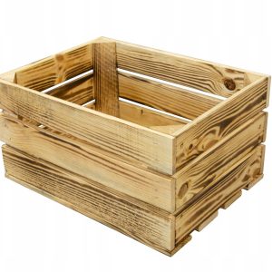 Skrzynka drewniana opalana rustykalna 40x30x21 cm kosz na prezent ślubny 158043