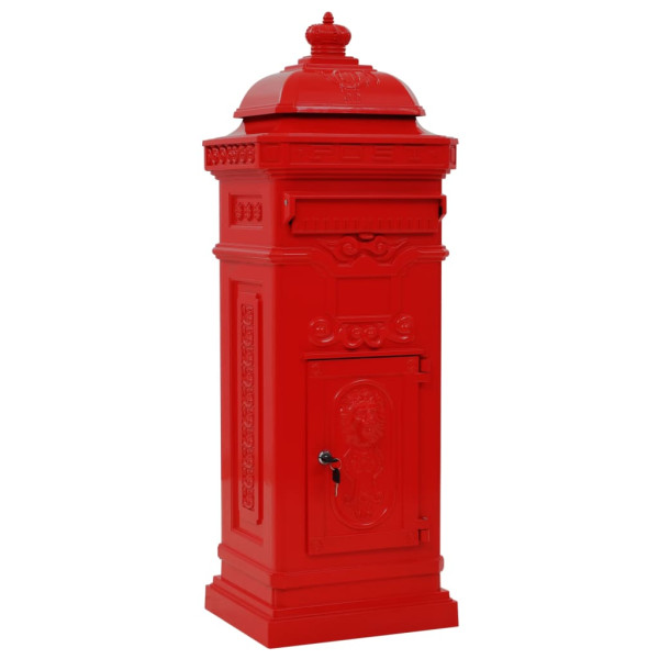 Skrzynka na listy Czerwony Aluminium vidaXL 411846