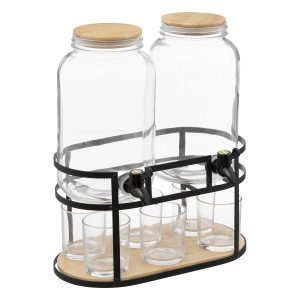 Słoik z kranikiem, zestaw 2 słoików i 6 szklanek, 2 x 3,3 l 298338 Słoik z kranikiem, zestaw 2 słoików i 6 szklanek, 2 x 3,3 l 298338