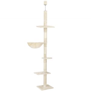 Słupek do drapania dla kota sufitowy sizal drapak 240 – 265 cm kremowy 723900 Słupek do drapania dla kota sufitowy sizal drapak 240 – 265 cm kremowy 723900