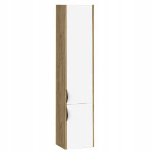 Słupek do Łazienki Szafka Wiszący Biały / Dąb 160 x 32 x 30 cm Drzwi MDF 947033 Słupek do Łazienki Szafka Wiszący Biały / Dąb 160 x 32 x 30 cm Drzwi MDF 947033