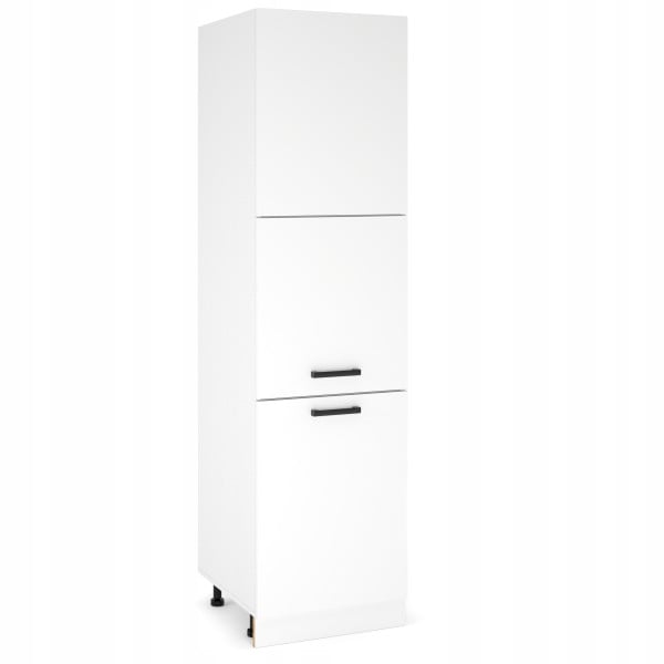 Słupek Kuchenny Gospodarczy 60cm Szafka Wysoka 3-Drzwiowa 3D Biały Mat 520543