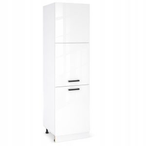 Słupek Kuchenny Gospodarczy 60cm Szafka Wysoka 3-Drzwiowa 3D Biały Połysk 1079046 Słupek Kuchenny Gospodarczy 60cm Szafka Wysoka 3-Drzwiowa 3D Biały Połysk 1079046