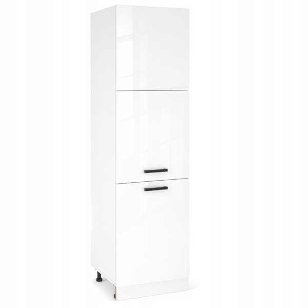 Słupek Kuchenny Gospodarczy 60cm Szafka Wysoka 3-Drzwiowa 3D Biały Połysk 1079046