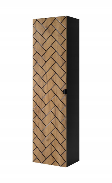 Słupek Łazienkowy 136 cm MADIS DĄB CRAFT Półki Uchwyt Black 259833