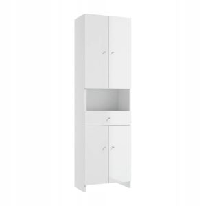 Słupek Łazienkowy 170×50 Front Połysk Biały 2 Półki Szuflada 455241 Słupek Łazienkowy 170×50 Front Połysk Biały 2 Półki Szuflada 455241