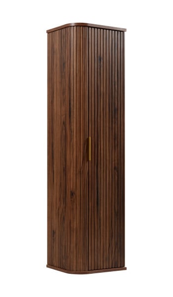 Słupek łazienkowy, dąb orzech, uchwyt złoty, 139 x 35,5 x 31,5 cm 804659