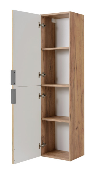 Słupek łazienkowy wiszący, dąb Craft, uchwyt srebrny, 35 x 136 x 27 cm 1059977