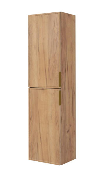 Słupek łazienkowy wiszący, dąb Craft, uchwyt złoty, 35 x 136 x 27 cm 1059964