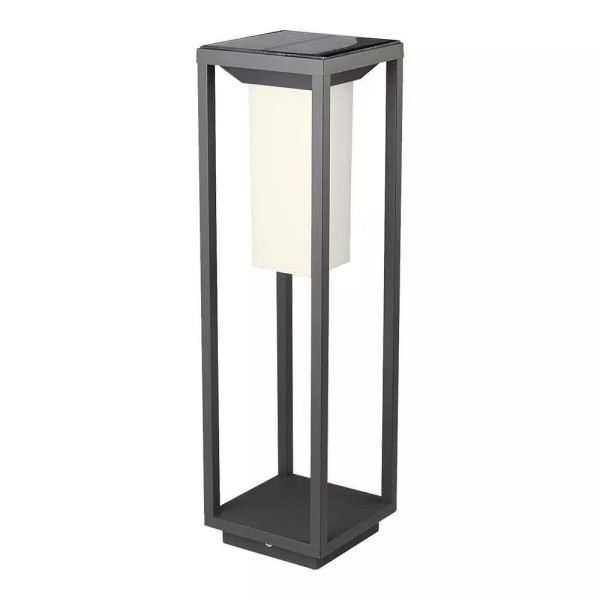 Słupek Ogrodowy Solarny V-TAC 4W LED Szary IP65 ciepła barwa 280lm 915615