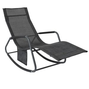 SoBuy Fotel ogrodowy bujany Czarny 143x57x85cm Przemysłowy OGS47-MS 896213