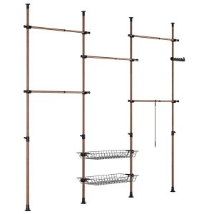 SoBuy Garderobowy stojak z 2 półkami Brązowy 62x75x200cm KLS04-II-BR 969600 SoBuy Garderobowy stojak z 2 półkami Brązowy 62x75x200cm KLS04-II-BR 969600