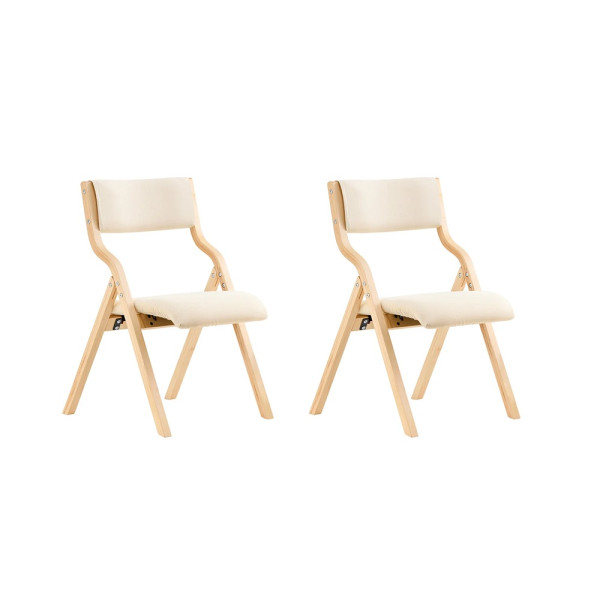 SoBuy Krzesło składane z poduszką Biały/Drewno 48x42x80cm FST40-WX2 969480