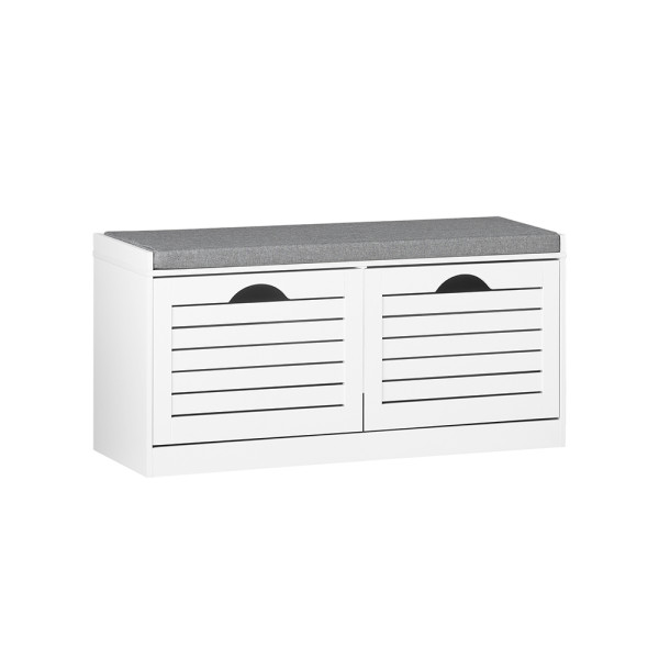 SoBuy Ławka na buty z 2 drzwiami Biały/Szary 94×30×47cm FSR62-II-W 990167