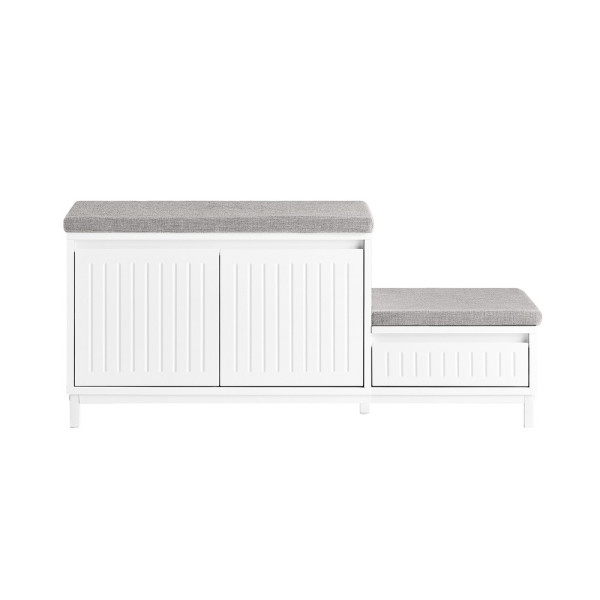 SoBuy Ławka na buty z 2 drzwiczkami Biały 100x35x42cm Nowoczesny FSR172-W 896116