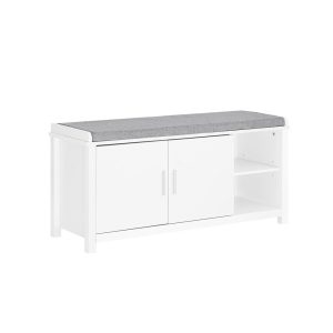SoBuy Ławka na buty z 2 drzwiczkami Biały 105x35x50cm Klasyczny FSR168-W 837482 SoBuy Ławka na buty z 2 drzwiczkami Biały 105x35x50cm Klasyczny FSR168-W 837482