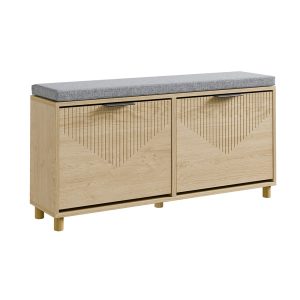 SoBuy Ławka Wejściowa z 2 Drzwiami Jasne Drewno/Szary 100x24x50cm FSR211-N 990162 SoBuy Ławka Wejściowa z 2 Drzwiami Jasne Drewno/Szary 100x24x50cm FSR211-N 990162