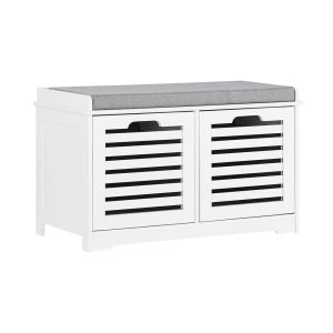SoBuy Ławka z dwoma szufladami na buty Biały 71x44x35cm Klasyczny FSR23-K-W 896489 SoBuy Ławka z dwoma szufladami na buty Biały 71x44x35cm Klasyczny FSR23-K-W 896489