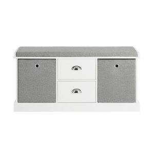 SoBuy Ławka z dwoma szufladami na buty Jasnoszary 100x35x50cm FSR66-HG 838139 SoBuy Ławka z dwoma szufladami na buty Jasnoszary 100x35x50cm FSR66-HG 838139