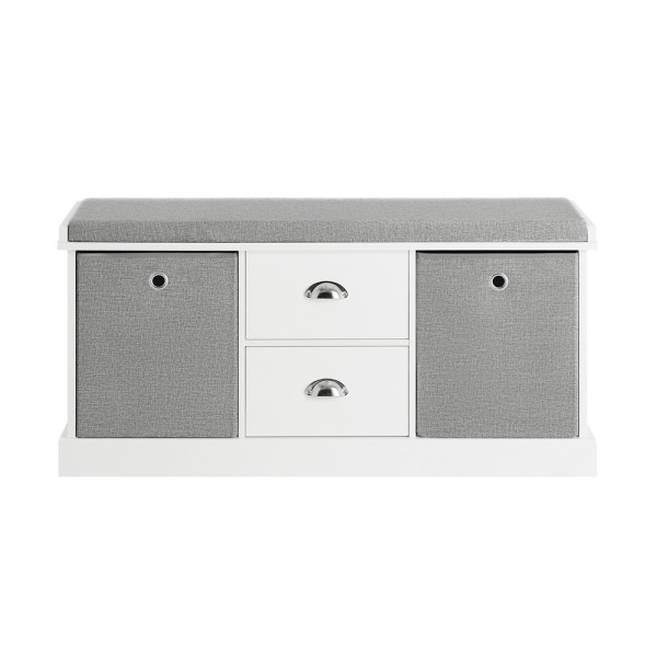 SoBuy Ławka z dwoma szufladami na buty Jasnoszary 100x35x50cm FSR66-HG 838139
