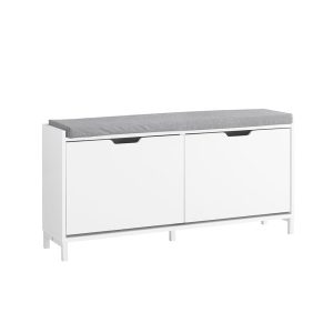 SoBuy Ławka z pojemnikiem na buty z 2 drzwiami Biały 105x24x52cm FSR151-L-W 1072537 SoBuy Ławka z pojemnikiem na buty z 2 drzwiami Biały 105x24x52cm FSR151-L-W 1072537