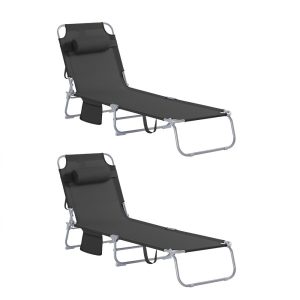 SoBuy Leżak ogrodowy składany Czarny 155x56x81cm OGS35-SCHX2 1073498 SoBuy Leżak ogrodowy składany Czarny 155x56x81cm OGS35-SCHX2 1073498