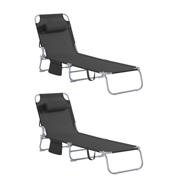 SoBuy Leżak ogrodowy składany Czarny 155x56x81cm OGS35-SCHX2 1073498