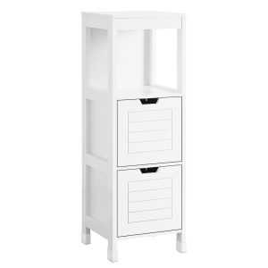 SoBuy Niska szafka łazienkowa z dwiema szufladami Biały 30x30x90cm FRG127-W 809653 SoBuy Niska szafka łazienkowa z dwiema szufladami Biały 30x30x90cm FRG127-W 809653