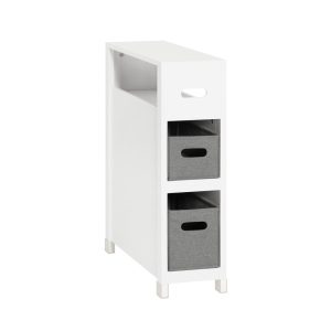 SoBuy Niska szafka łazienkowa z dwiema szufladami Biały 60x20x70cm BZR83-W 809656 SoBuy Niska szafka łazienkowa z dwiema szufladami Biały 60x20x70cm BZR83-W 809656