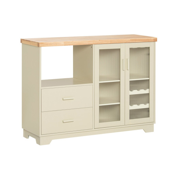 SoBuy Niski kredens z dwiema szufladami Beż 120x40x90cm Nowoczesny FSB81-MI 812905