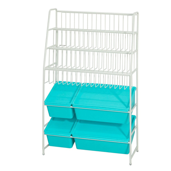 SoBuy Pojemnik na zabawki z 3 półkami Niebieski KMB07-B 809696