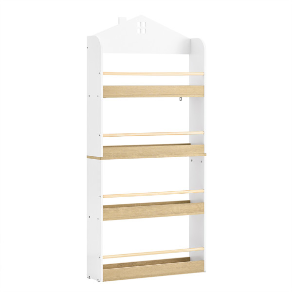 SoBuy Półka dziecięca z 5 półkami Biały/Drewno 60x15x130.5cm KMB121-WN 1073095