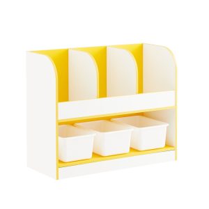 SoBuy Regał dziecięcy z 3 półkami Żółty 70x30x58cm Funkcjonalny KMB107-G 818517